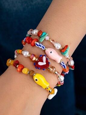 Colorful Glass Bead Charm Bracelets A1671